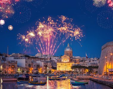 Fireworks in Valletta (Malta) during New Year celebration