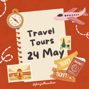 Red and Beige Creative Travel Tour Facebook Post